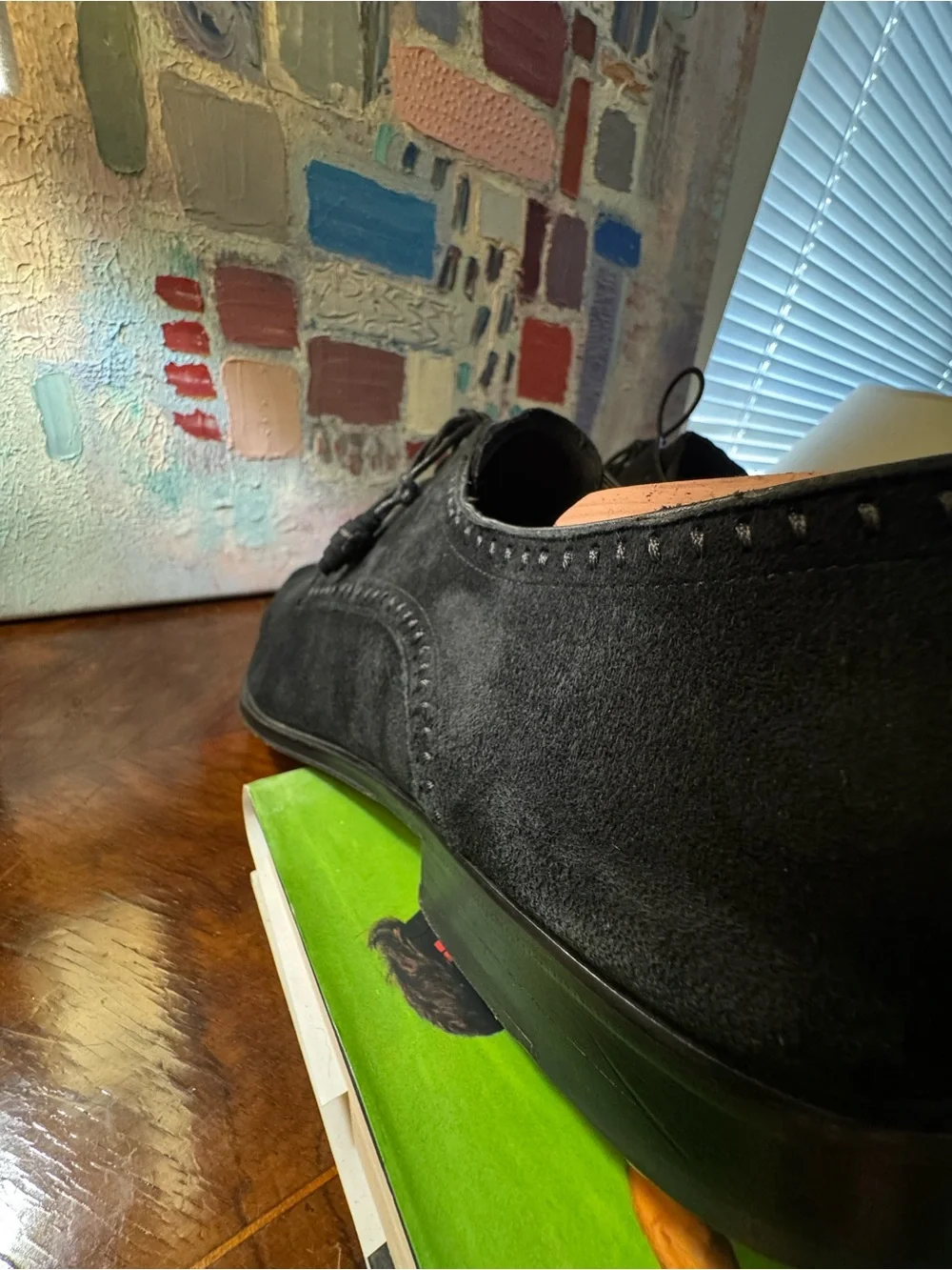 Rare Mezlan Black Suede Cap Toe Oxfords With Elongated Soft Chisel Toe 11.5 D